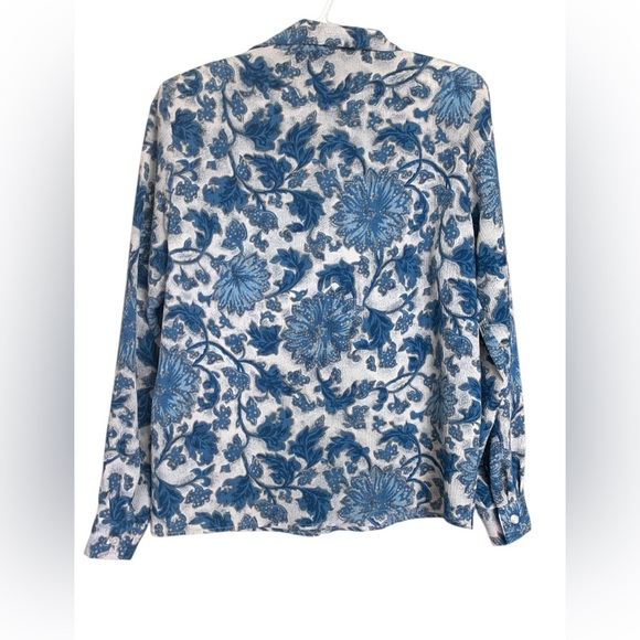 D’Allaird’s Vintage Office Blouse, Lightweight, Opaque, Long Sleeve, Blues - Picture 2 of 10